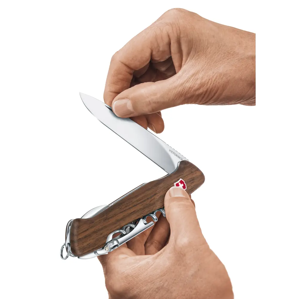 Victorinox Wine Master Walnoothout met Lederen Etui - 6 Functies - 130mm