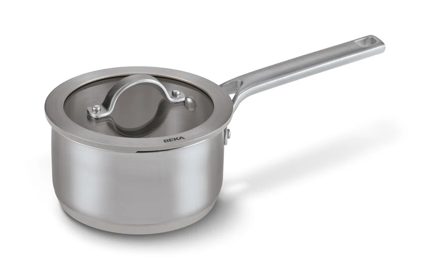 Beka Sensa Steel Pan with Softbase Base – Glass Lid with Downdraft Function – Ø 16cm – Latte