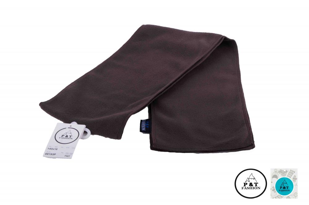 P&T Kinder Sjaal - Micro Fleece - Donker Bruin - 140 x 16 cm