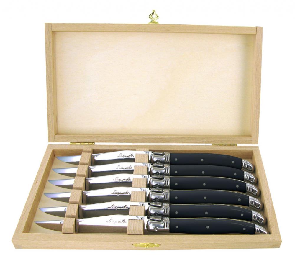 Laguiole Steakmessen Classique - 6 Stuks - 2,5mm - Zwart