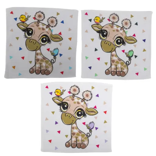Tiseco Kinderzakdoeken Giraffe - 28x28cm - 12 Stuks - 100% Katoen