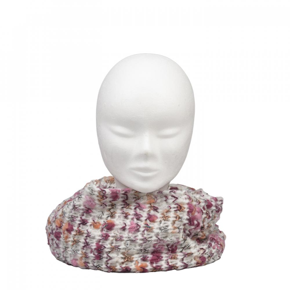 P&T Ronde Sjaal Kinderen - Ecru/Roze/Framboos - 60 x 20 cm.