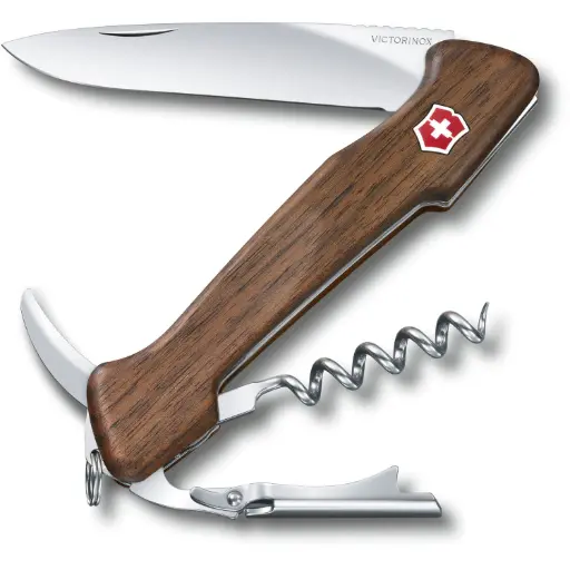 Victorinox Wine Master Walnoothout met Lederen Etui - 6 Functies - 130mm
