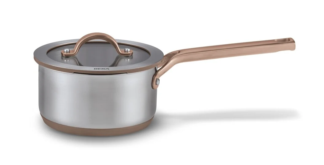 Beka Sensa Steel Pan with Softbase Base – Glass Lid with Downdraft Function – Ø 16cm – Mocha