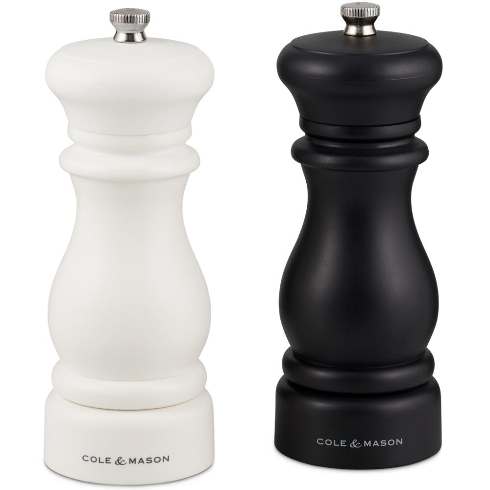 Moulin à poivre et à sel Cole & Mason Southwold - 16,4 cm - Noir/Blanc