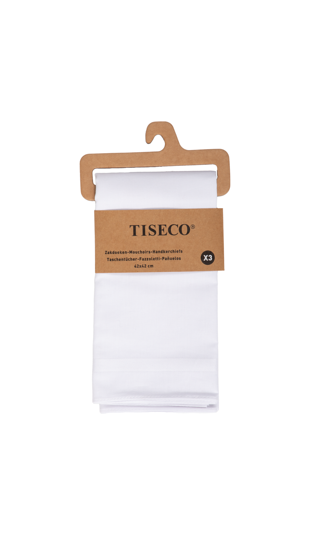 Tiseco Herenzakdoeken Regal 1 - 42x42cm - 3 Stuks - 100% Katoen - Wit
