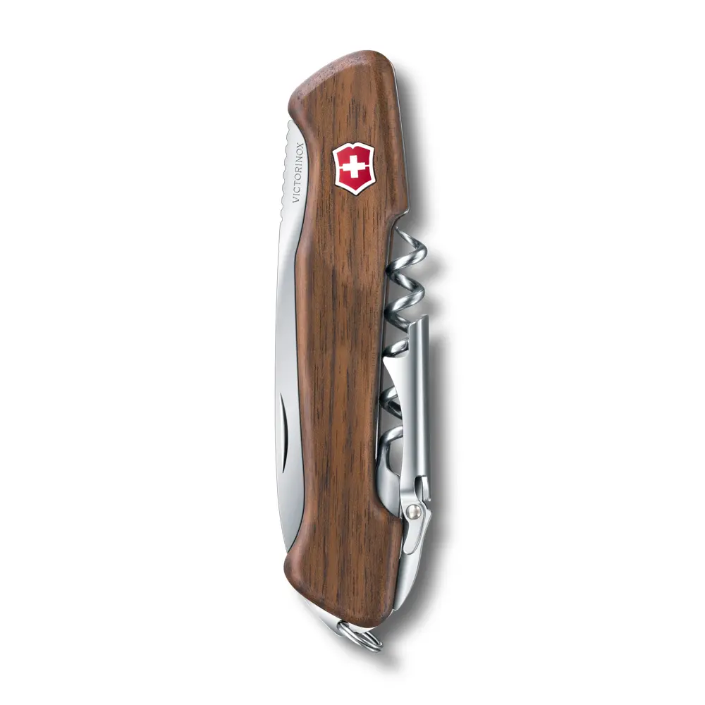 Victorinox Wine Master Walnoothout met Lederen Etui - 6 Functies - 130mm