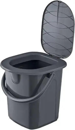 Branq Draagbare WC emmer met bril - 22L - tot 120 kg - Volledig Antraciet
