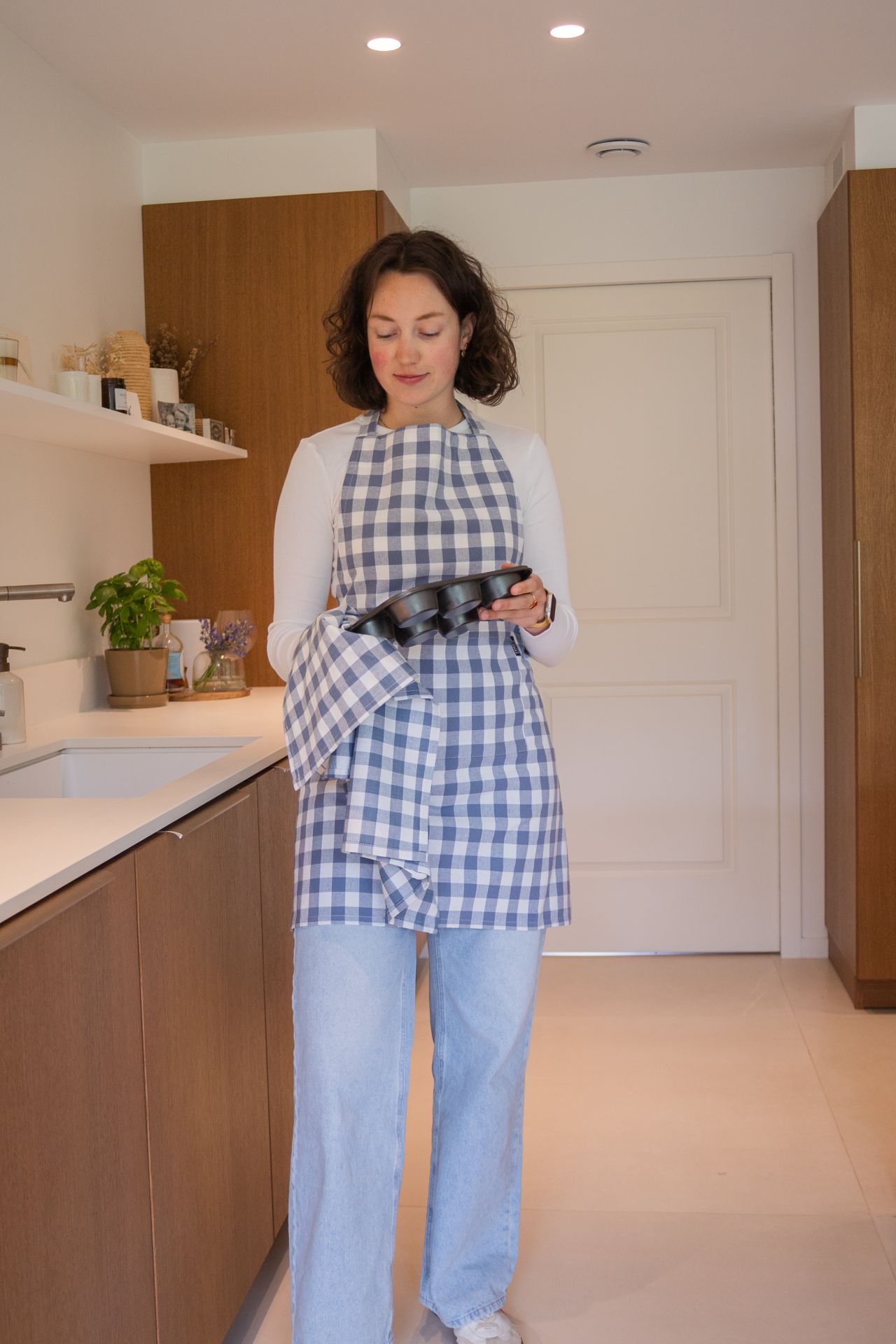 Tiseco Gingham Apron – 80 x 74 cm – Blue