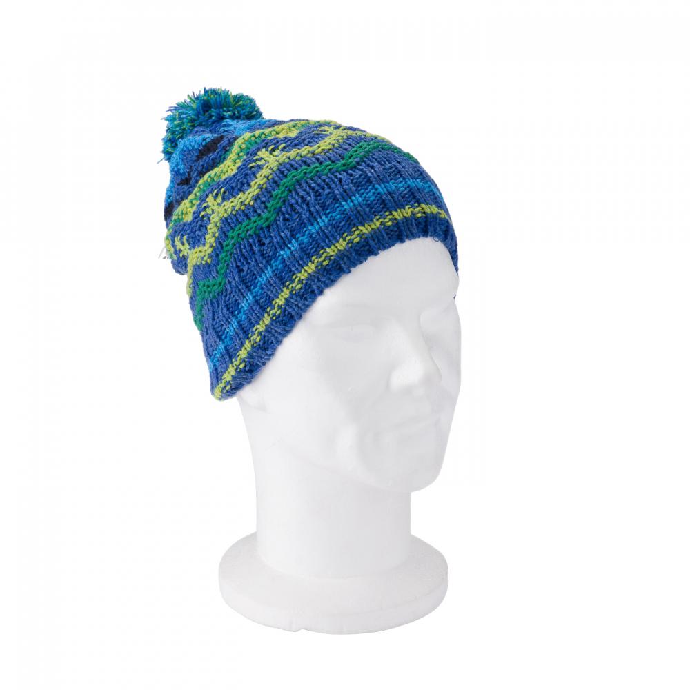 P&T Muts met Pompon - Blauw-Geel-Groen - 55-57