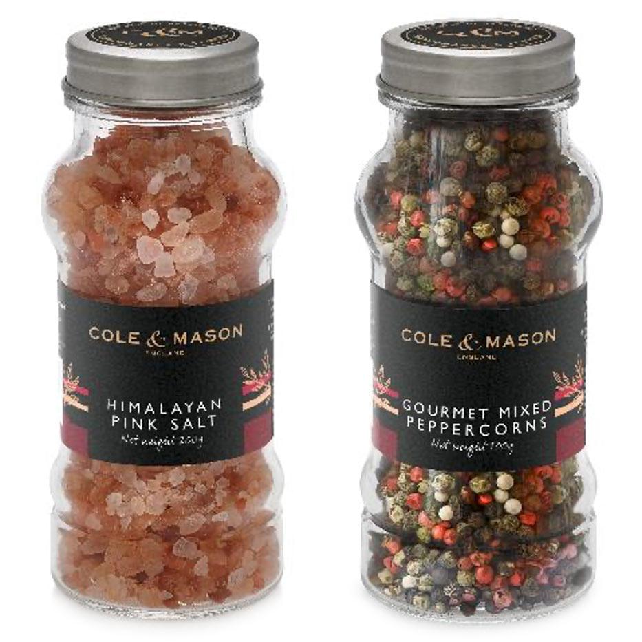 Cole & Mason Luxury Refill Jar Pink Salt & Gourmet Pepper - H 14cm