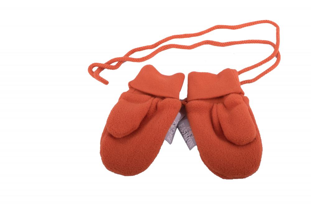 P&T Wanten Baby met Touwtje - Micro Fleece - Donker Oranje - 0-1j