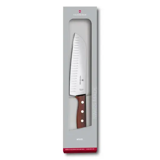 Victorinox Wood Santoku - Gegroefd Lemmet 17cm - Heft Esdoornhout - Geschenkdoos