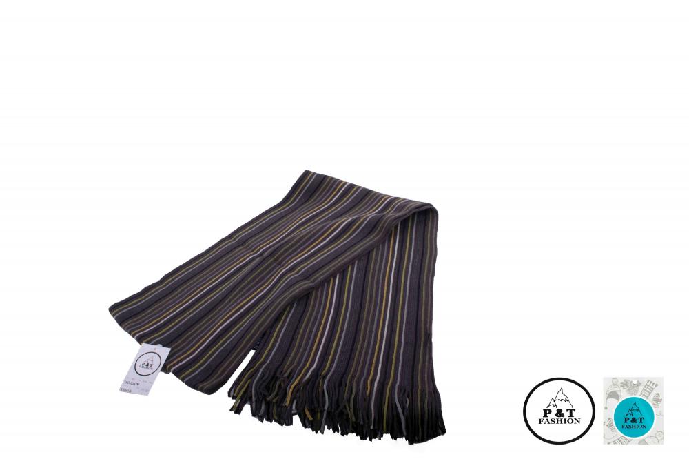 P&T Mannen Sjaal Gestreept - Bruin-Oker - 180 x 25 cm