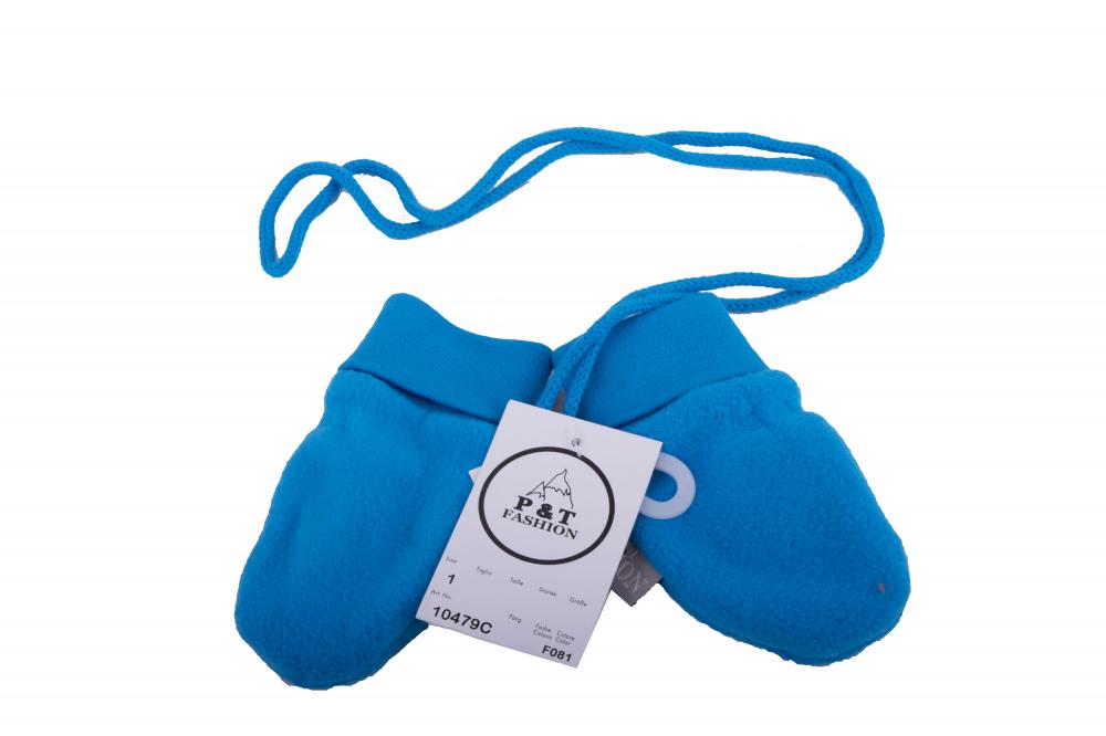 P&T Wanten Baby met Touwtje - Micro Fleece - Zeeblauw - 0-1j