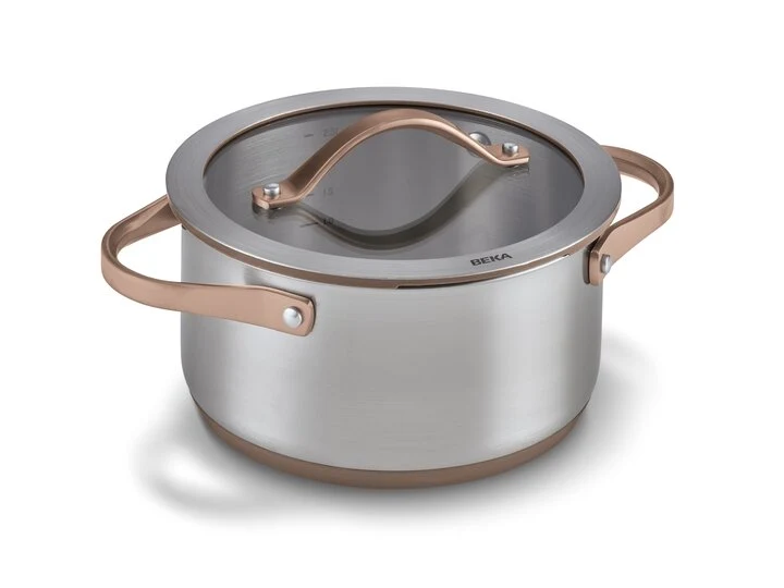 Beka Sensa Saucepan with Softbase Base – Glass Lid with Downdraft Function – Mocha