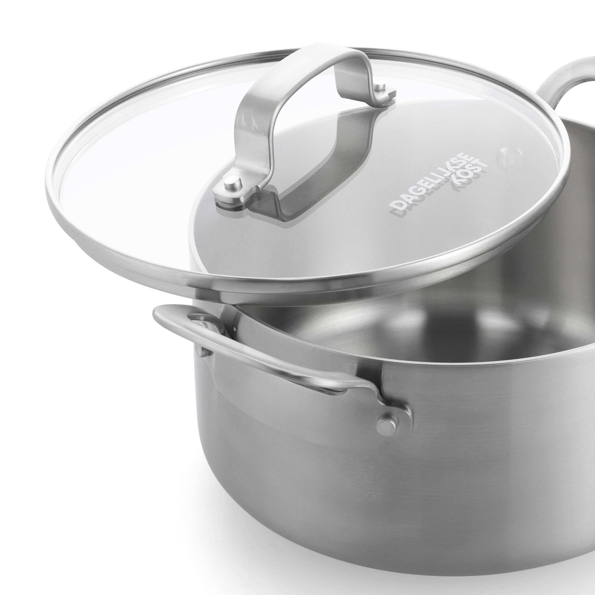 Dagelijkse Kost Jeroen Meus Proline 3PLY Casserole avec couvercle en verre - Acier inoxydable professionnel à 3 couches - Sans PFAS