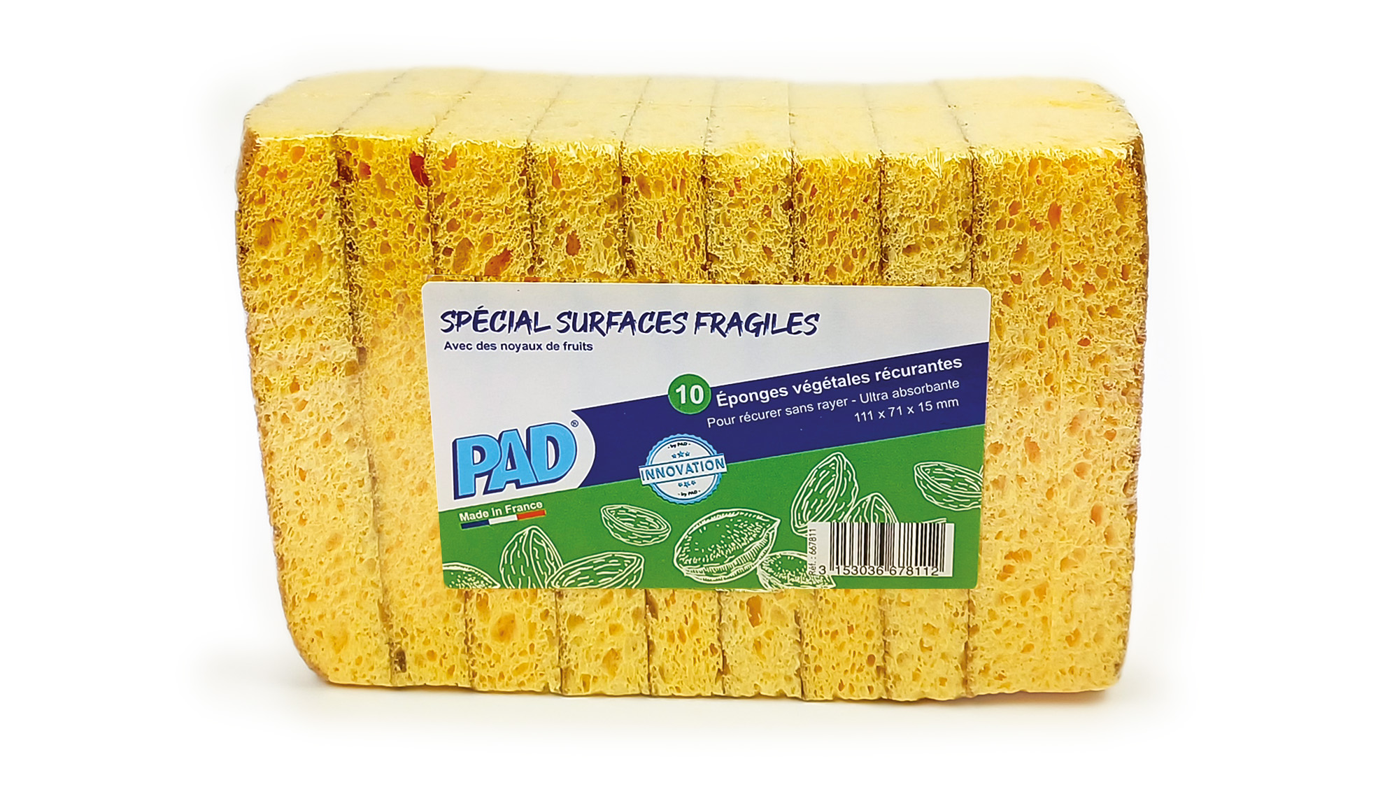 PAD Walnut Schuursponzen - Krachtig schrobben zonder Krassen - 10 Stuks - 111 x 71 x 15mm