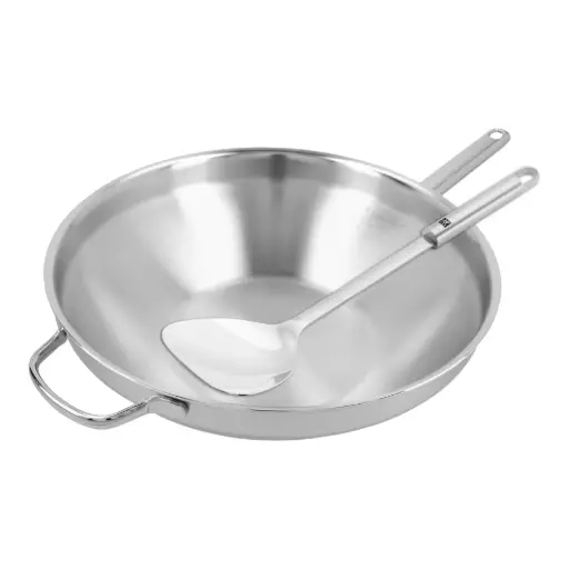 Demeyere Apollo 7 Flat-Bottomed Wok with Counter-Grip – Ø 32cm + Free Wok Spatula