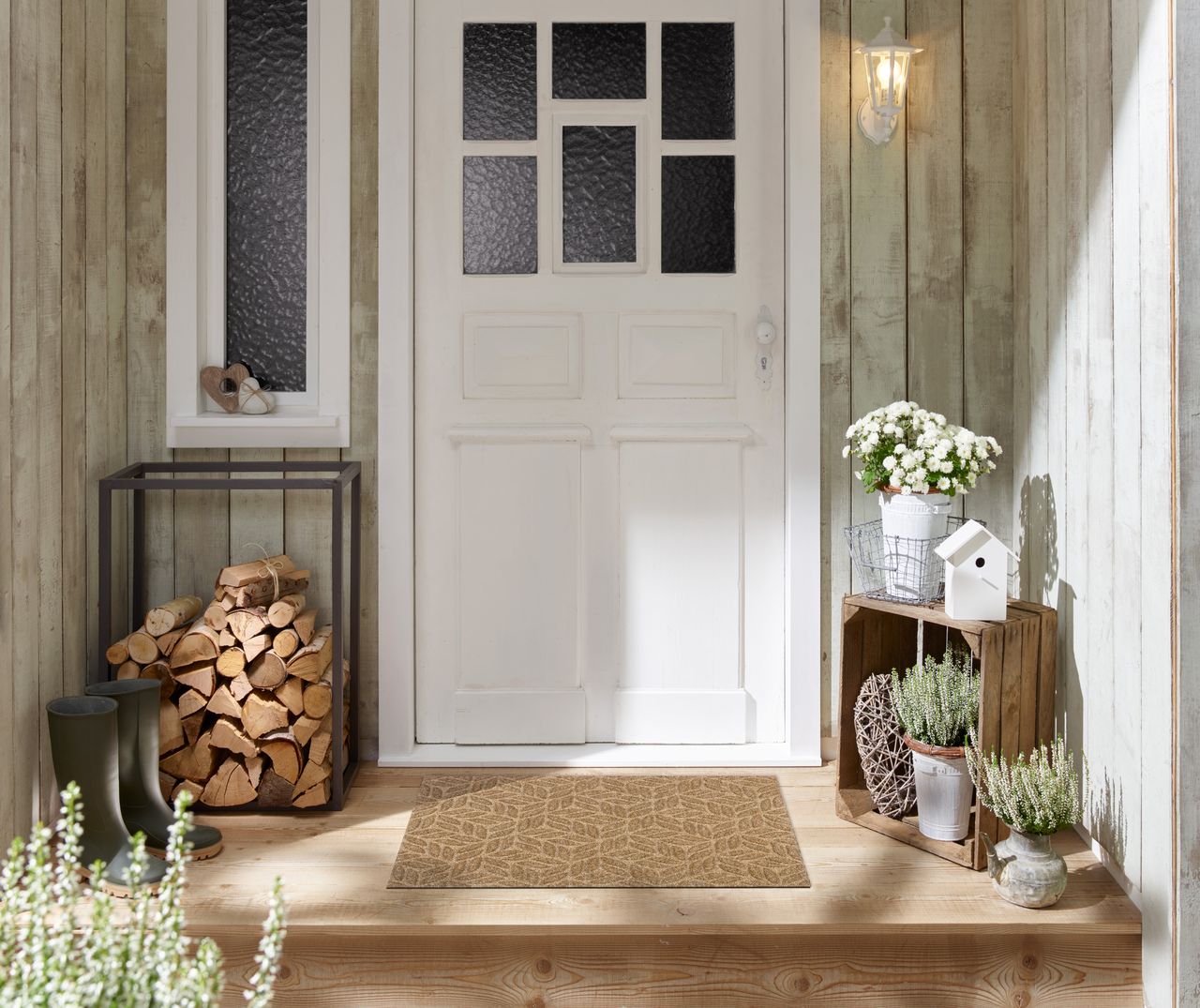 Paillasson d'extérieur Kleen-Tex DUNE Leaves taupe – un paillasson durable et anti-salissures
