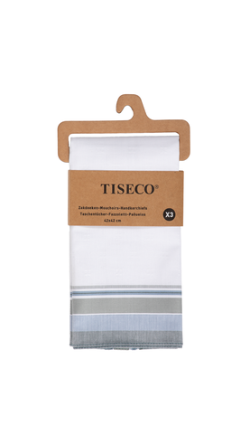 Tiseco Herenzakdoeken Regal 2 - 42x42cm - 3 Stuks - 100% Katoen