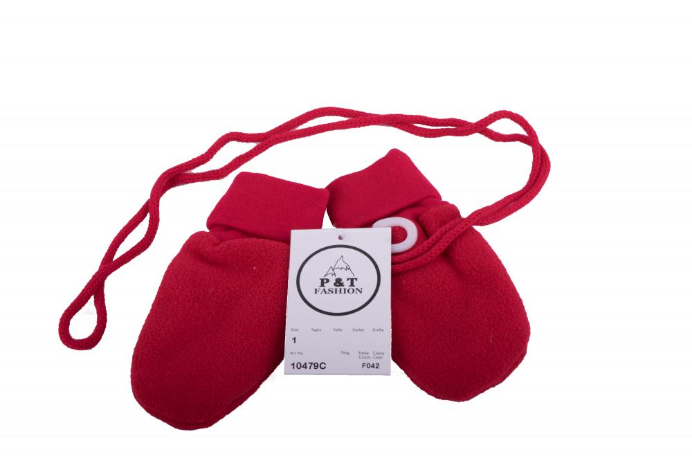 P&T Wanten Baby met Touwtje - Micro Fleece - Rood - 0-1j