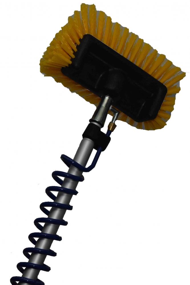 D&L Telescoopsteel + Spiraal & Zeepdispenser + Vijfzijdige Harde Borstel Geel