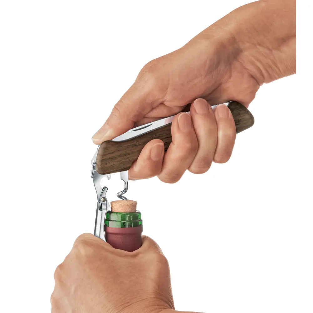Victorinox Wine Master Walnoothout met Lederen Etui - 6 Functies - 130mm
