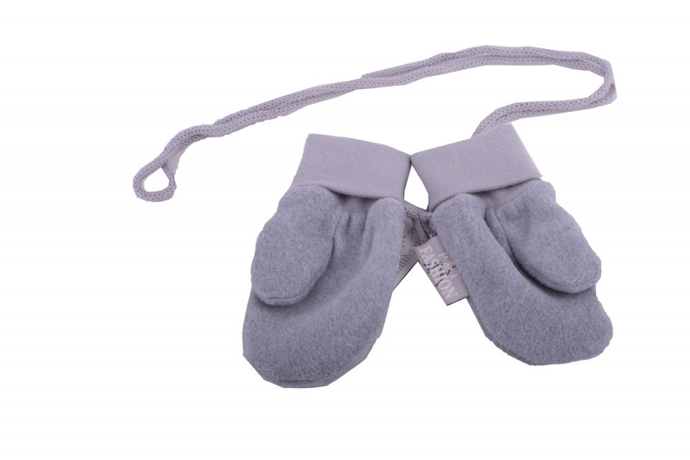 P&T Wanten Baby met Touwtje - Micro Fleece - Licht Grijs - 0-1j