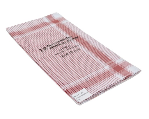 Mouchoirs D&L pour hommes - Rouge - 12 pièces - Coton