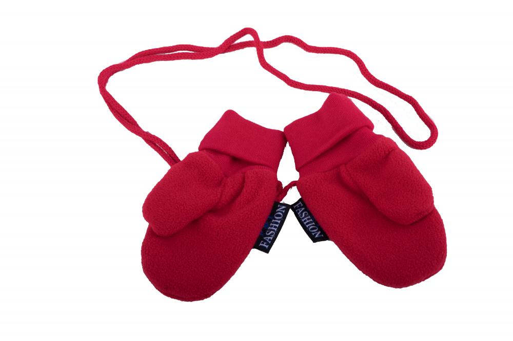 P&T Wanten Baby met Touwtje - Micro Fleece - Rood - 0-1j