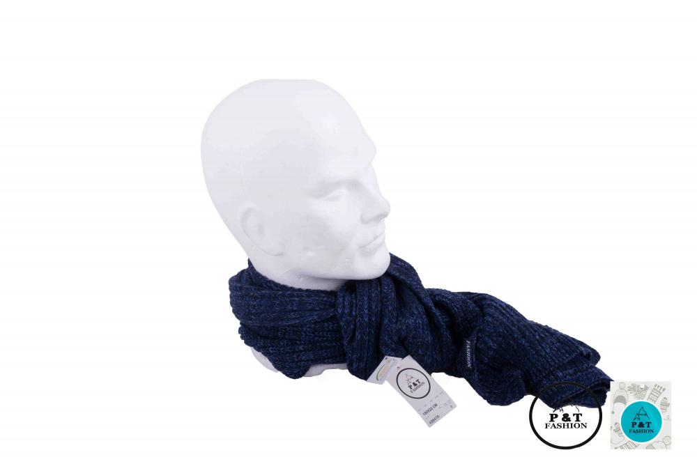 P&T Heren Sjaal mélé - Blauw - 180 x 22cm