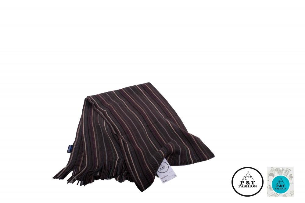 P&T Mannen Sjaal Gestreept - Bruin-Grijs-Bordeaux - 180 x 25 cm