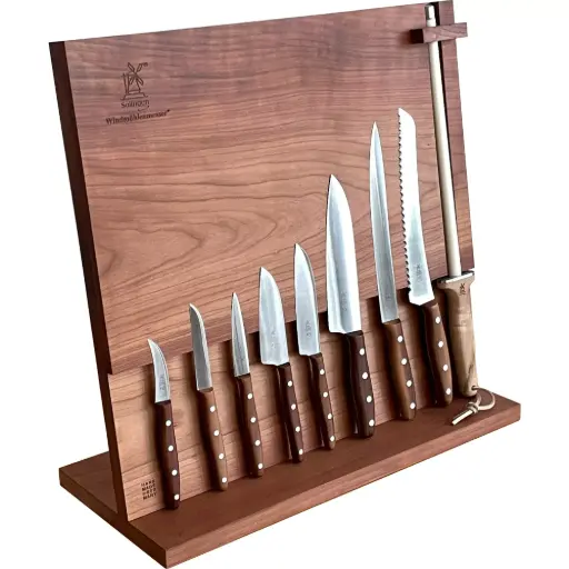 Robert Herder Magnetische Messenblok met Voet - 50 x 51 x 23,5cm - Kersenhout - Exclusief Messen