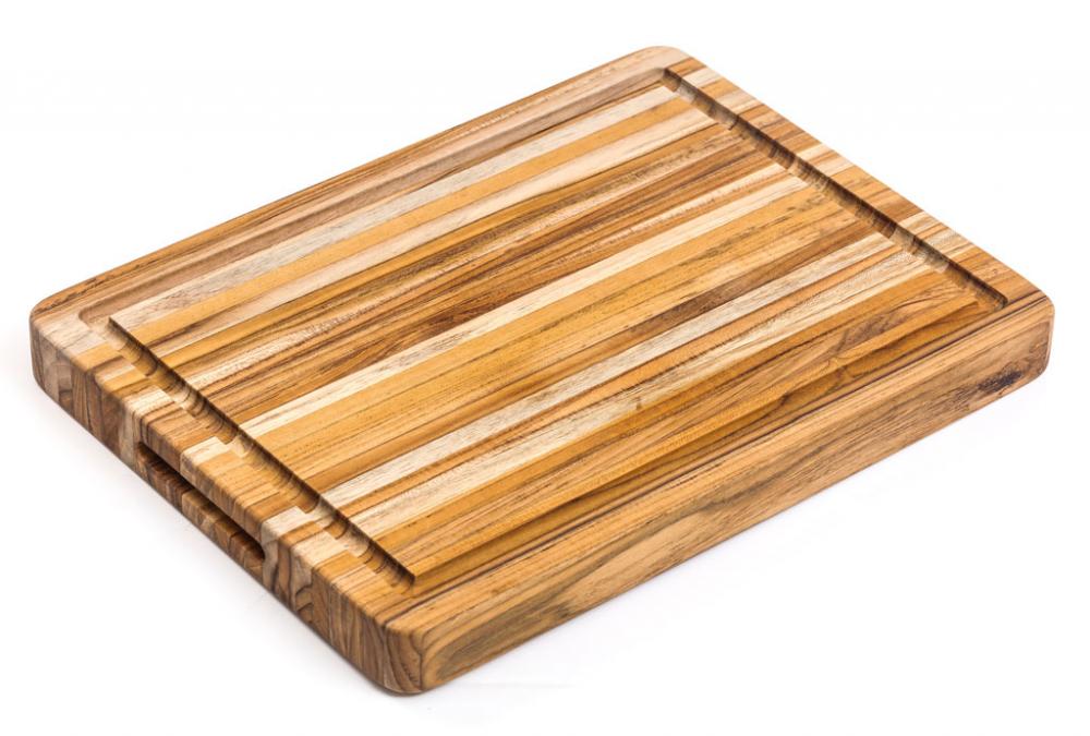 Teakhaus by Proteak Traditional Snijplank met Ingewerkte Grepen & Sapgeul - 40 x 30 x H 3,8cm