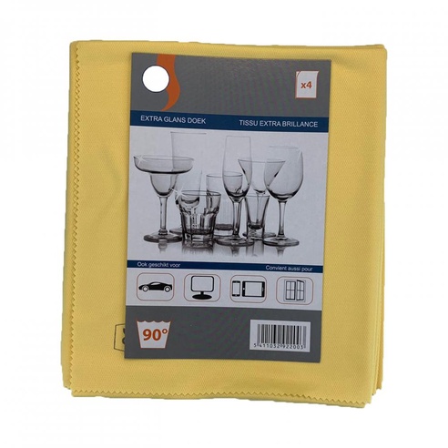 Flipper Glasdoek Shine - Microvezel - 50 x 70cm - 4 Stuks - Geel