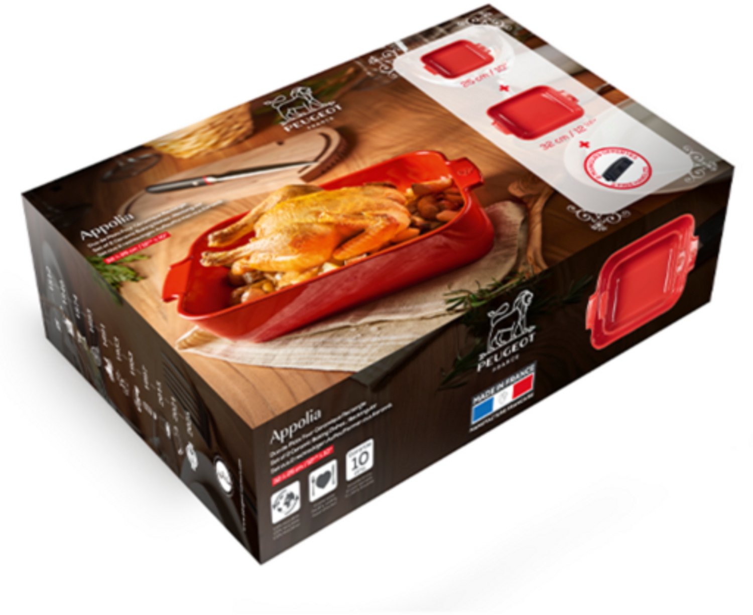 Peugeot Appolia Duo Keramische Ovenschaal - 32 en 25cm - Rood