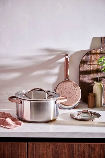 Beka Sensa Steel Pan with Softbase Base – Glass Lid with Downdraft Function – Ø 16cm – Mocha