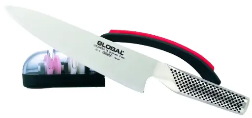 Global G-2 chef’s knife with knife sharpener