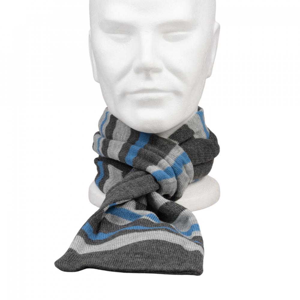 P&T Sjaal Kinderen Dude - Gestreept Grijs/Blauw - 140 x 16 cm