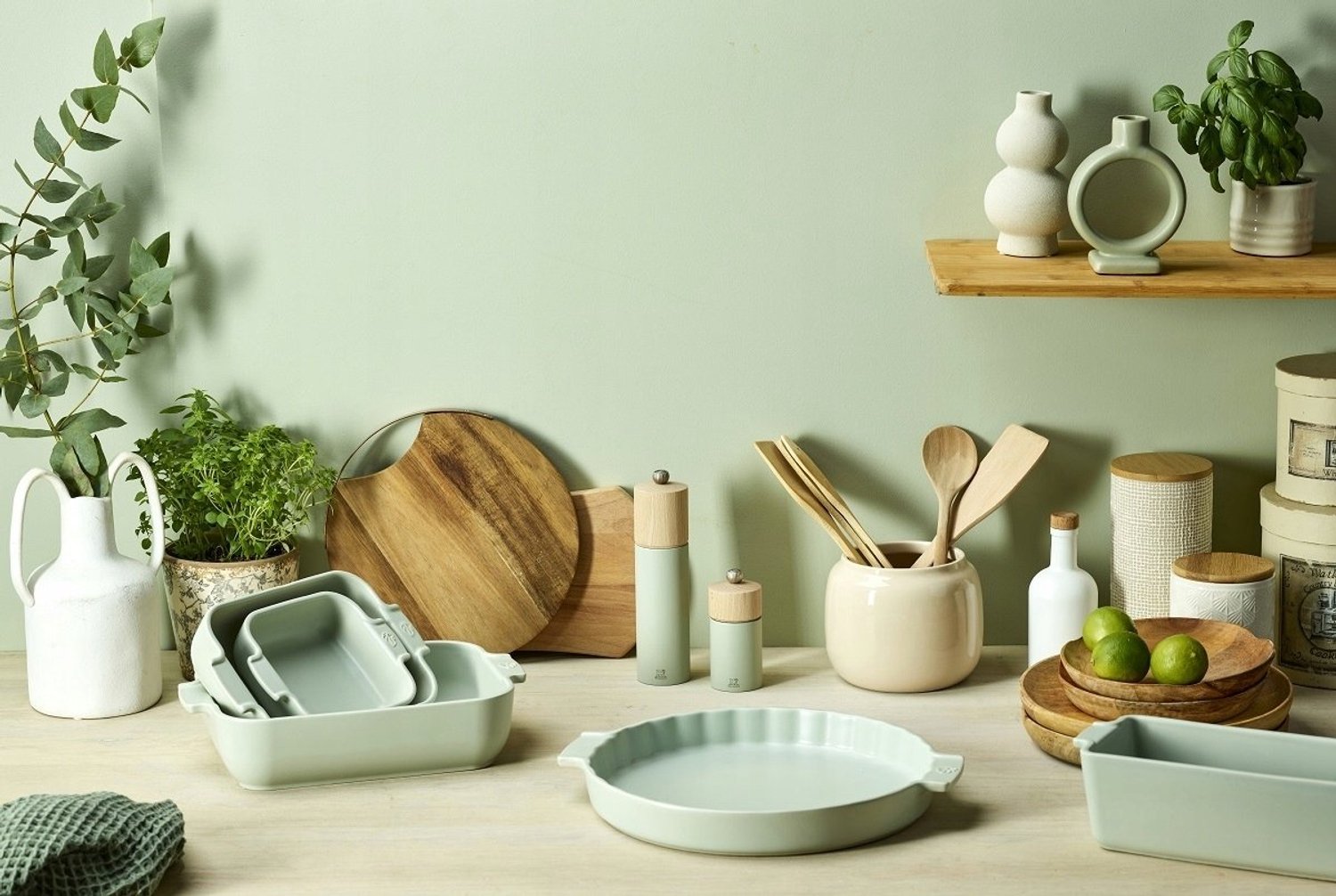 Peugeot Appolia Rechthoekige Keramische Ovenschaal - Saliegroen - 32cm