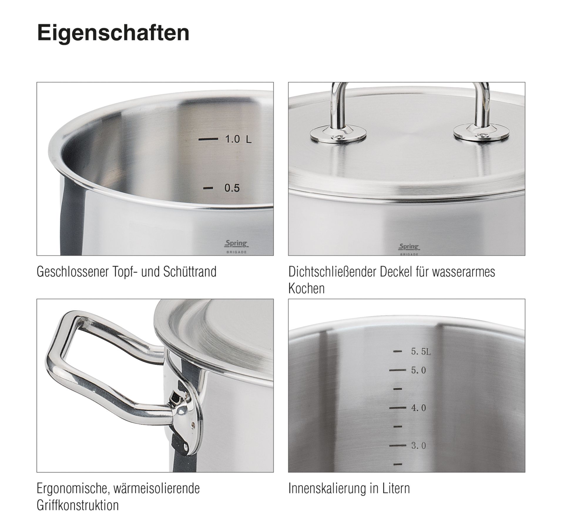 Spring Brigade Premium Pannenset 4-delig met Steelpan - RVS
