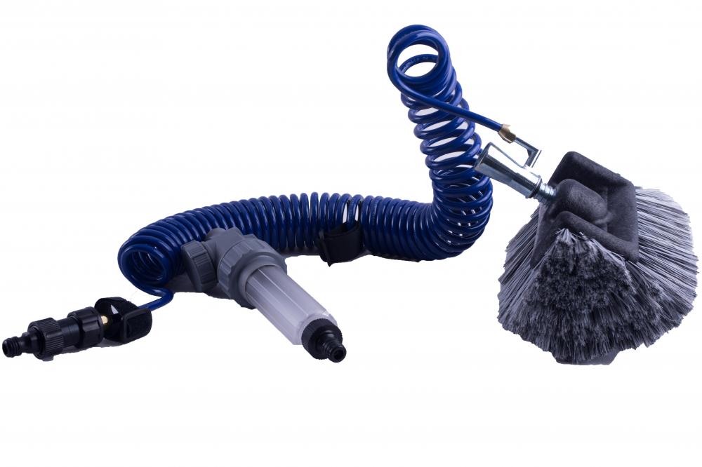 D&L Telescoopsteel + Spiraal & Zeepdispenser + Vijfzijdige Tetalon Wasborstel