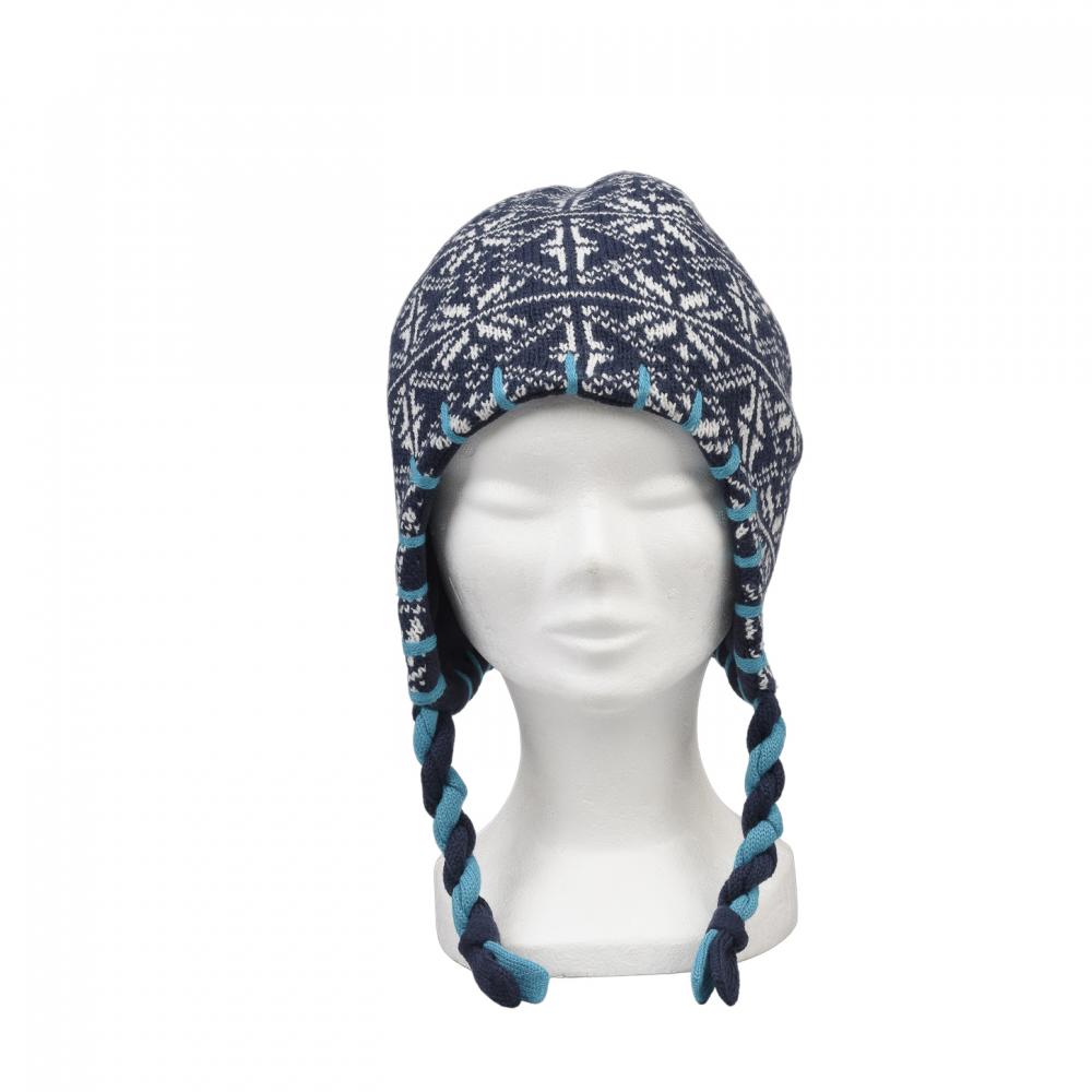 Bonnet enfant avec motif P&T - Bleu foncé/Écru/Vert de mer - 53-55