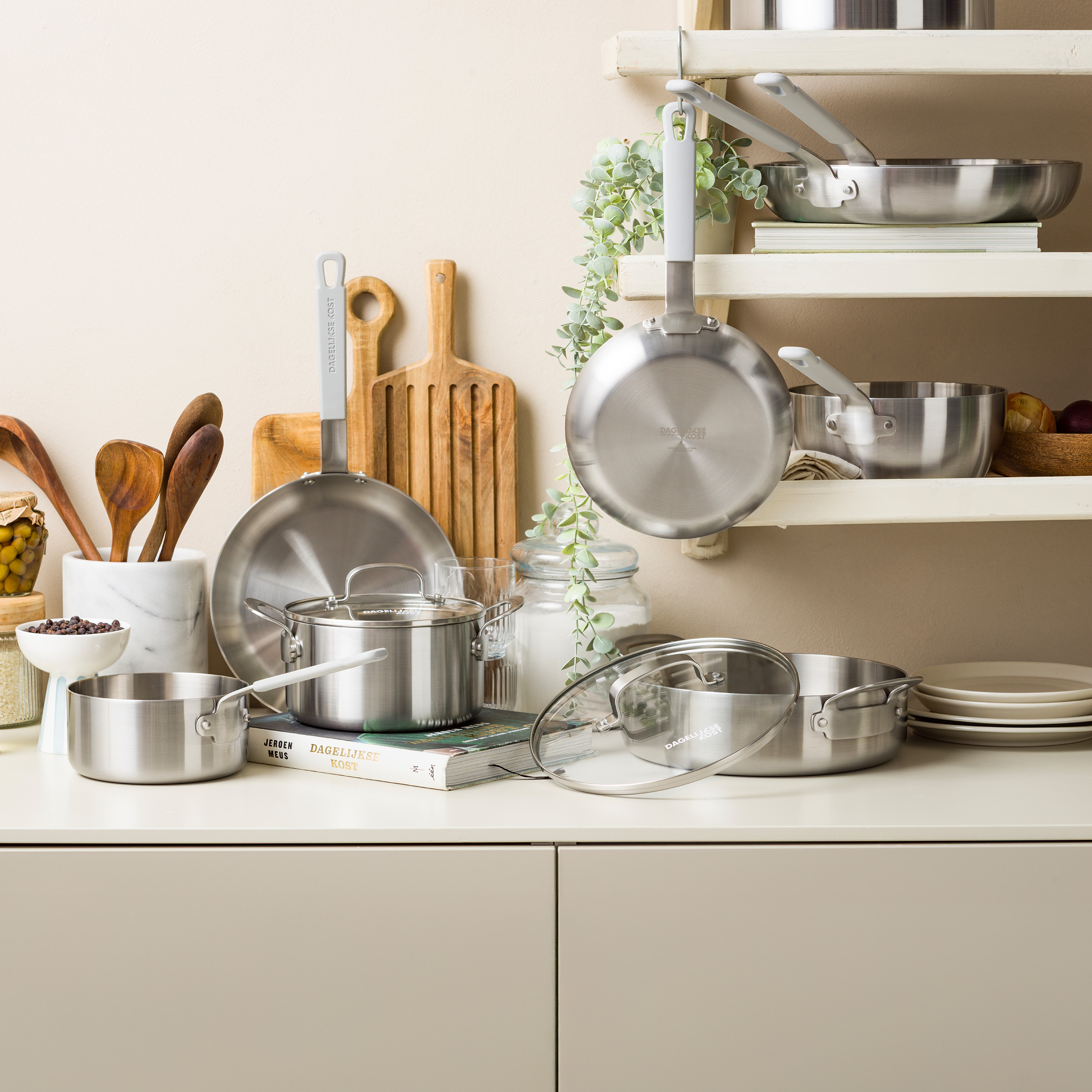 Dagelijkse Kost Jeroen Meus Proline 3PLY Casserole avec couvercle en verre - Acier inoxydable professionnel à 3 couches - Sans PFAS