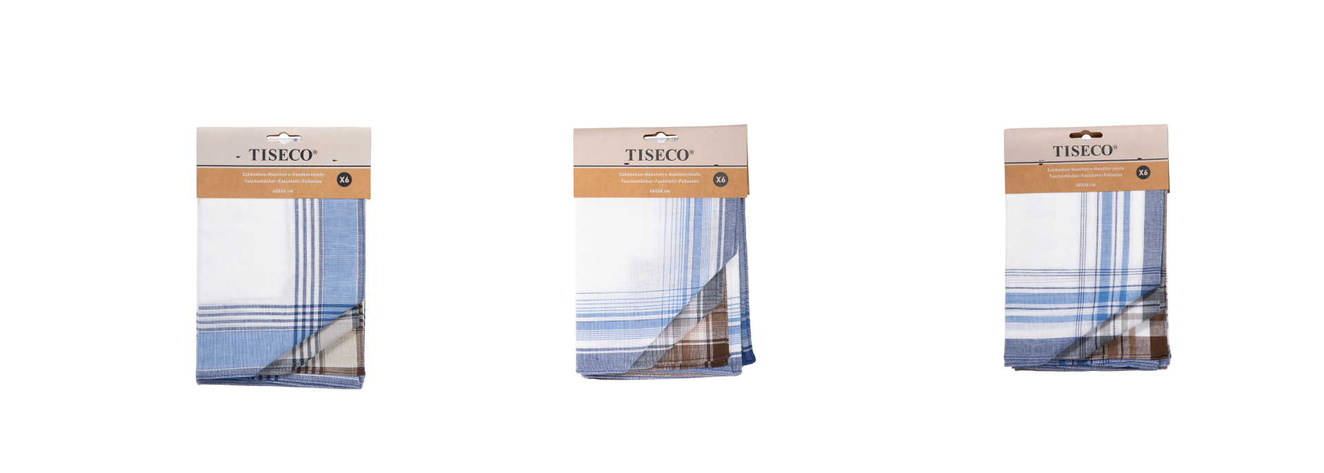 Tiseco Herenzakdoeken Primo 2 - 40 x 40cm - 6 Stuks - 100% Katoen