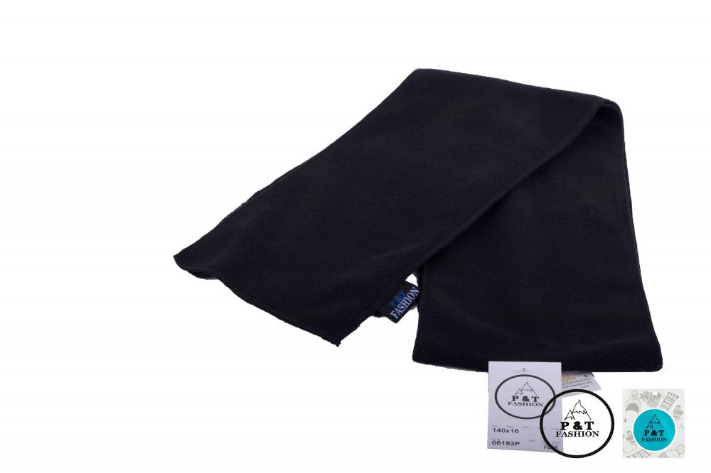 P&T Kinder Sjaal - Micro Fleece - Zwart - 140 x 16 cm