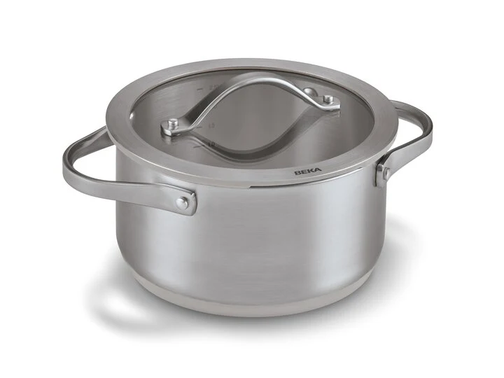 Beka Sensa Saucepan with Softbase Base – Glass Lid with Downdraft Function – Latte