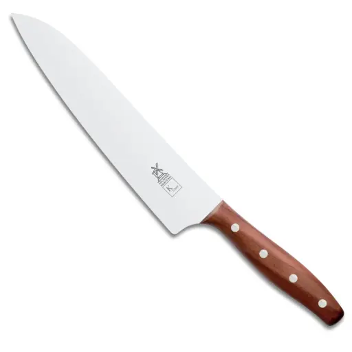 Robert Herder K Chef Koksmes - Rvs - Lichte Ronding - Lemmet 22,5cm - Heft Pruimenhout