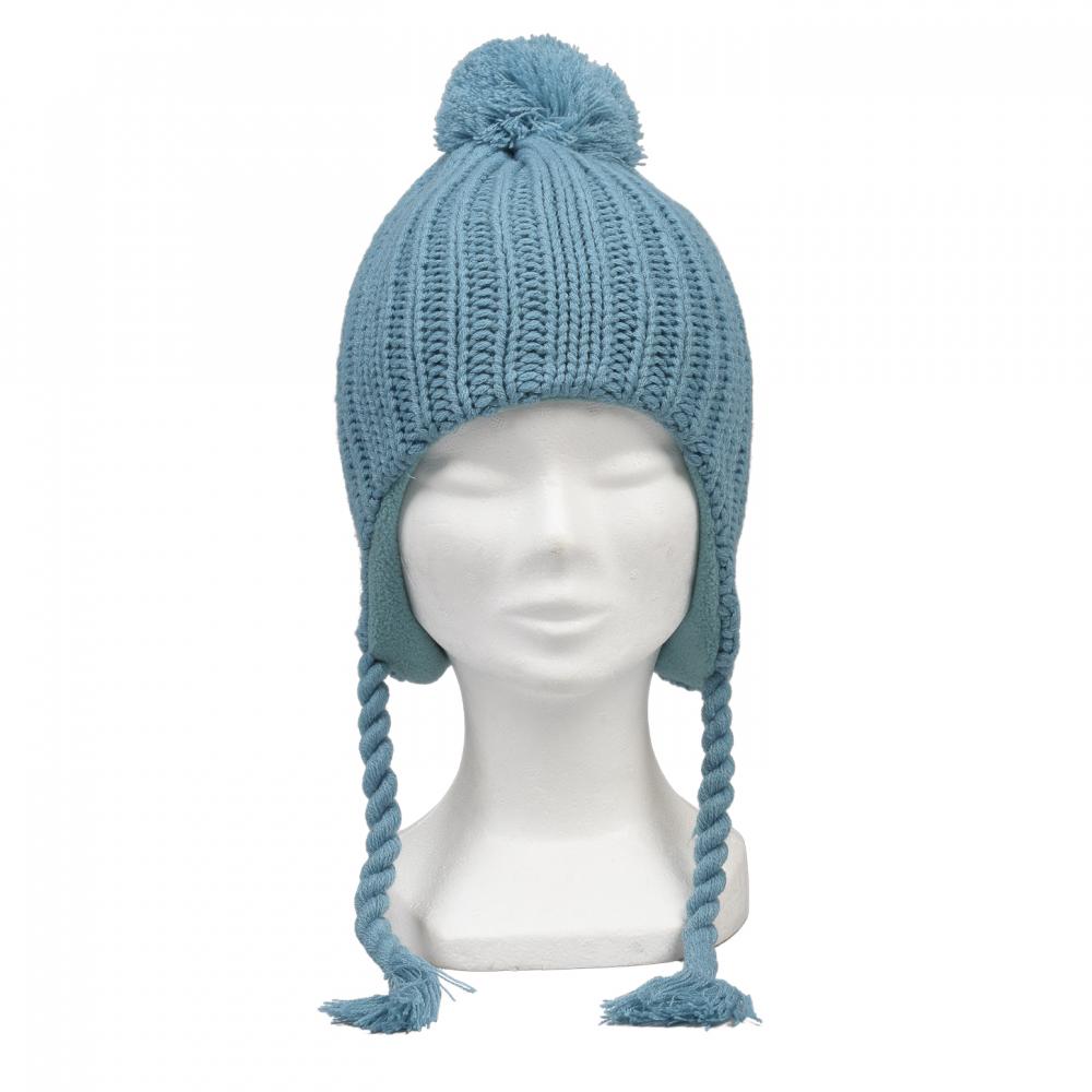 Bonnet enfants P&T avec Pompon - Vert de mer - 51-53